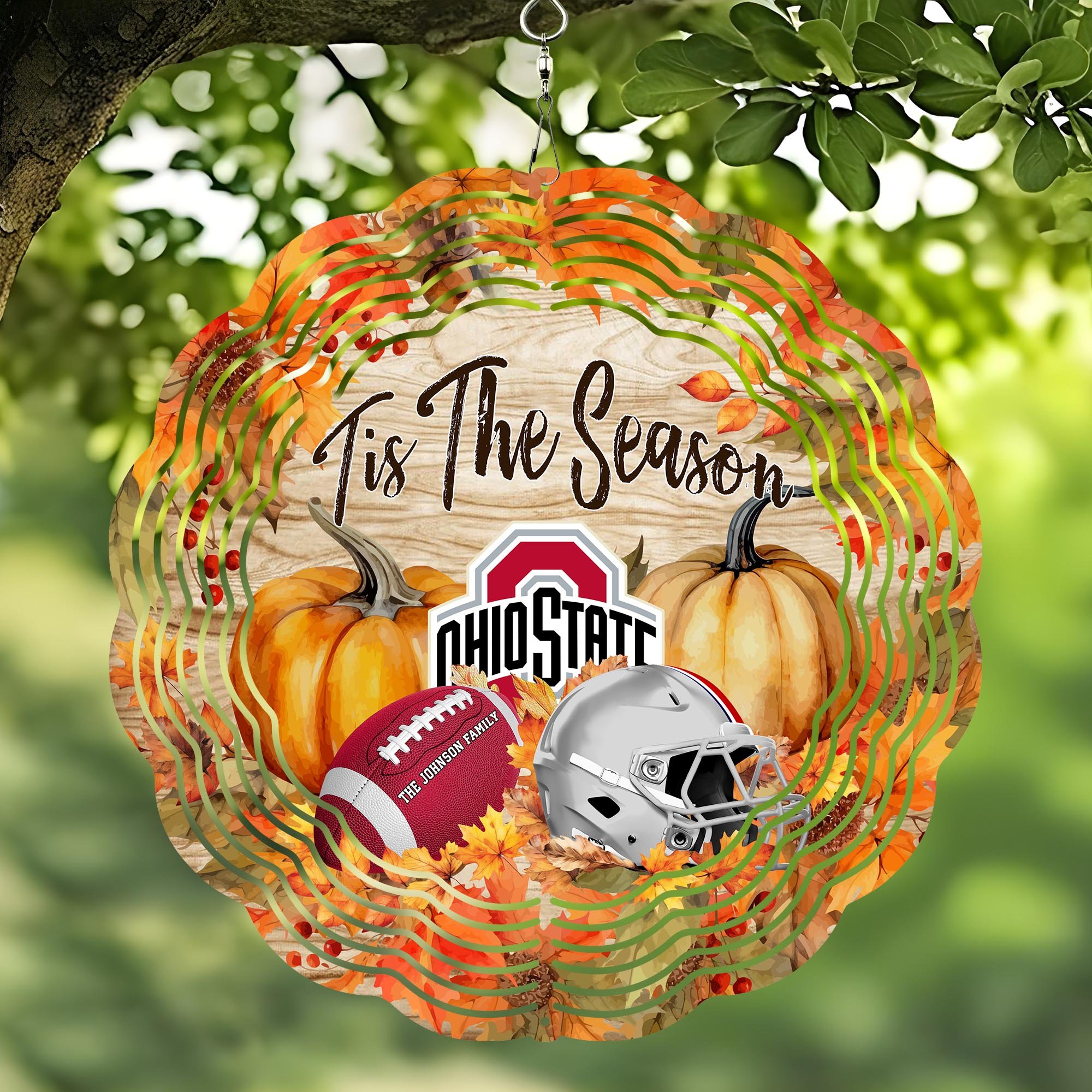 Ohio State Buckeyes Wind Spinner Custom Family Name And Choose Your Quotes, Sport Wind Spinner, Sport Lover Gifts ETRG-59864